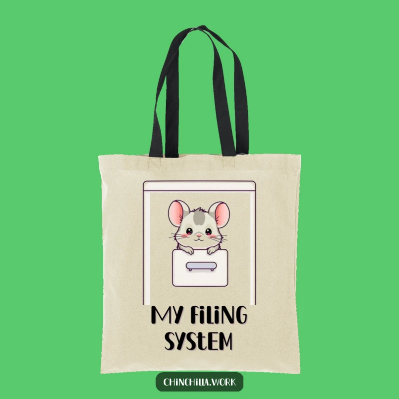 Funny Chinchilla Filing Cabinet Tote Bag - Hilarious Office Accessory Gift