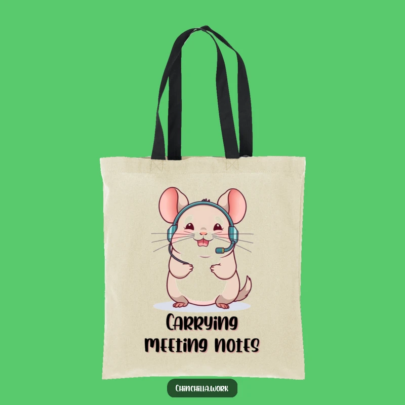 Funny Chinchilla Meeting Tote Bag - Carry Your Work with Virtual Enthusiasm