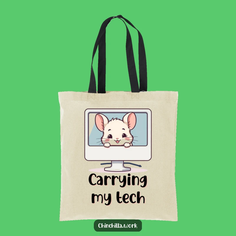 Funny Chinchilla Monitor Tote Bag - Stylish Tech Accessory Gift