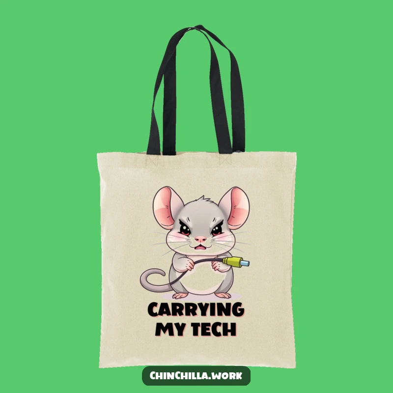 Funny Chinchilla Mouse Unplug Tote Bag - Hilarious Tech Accessory Gift