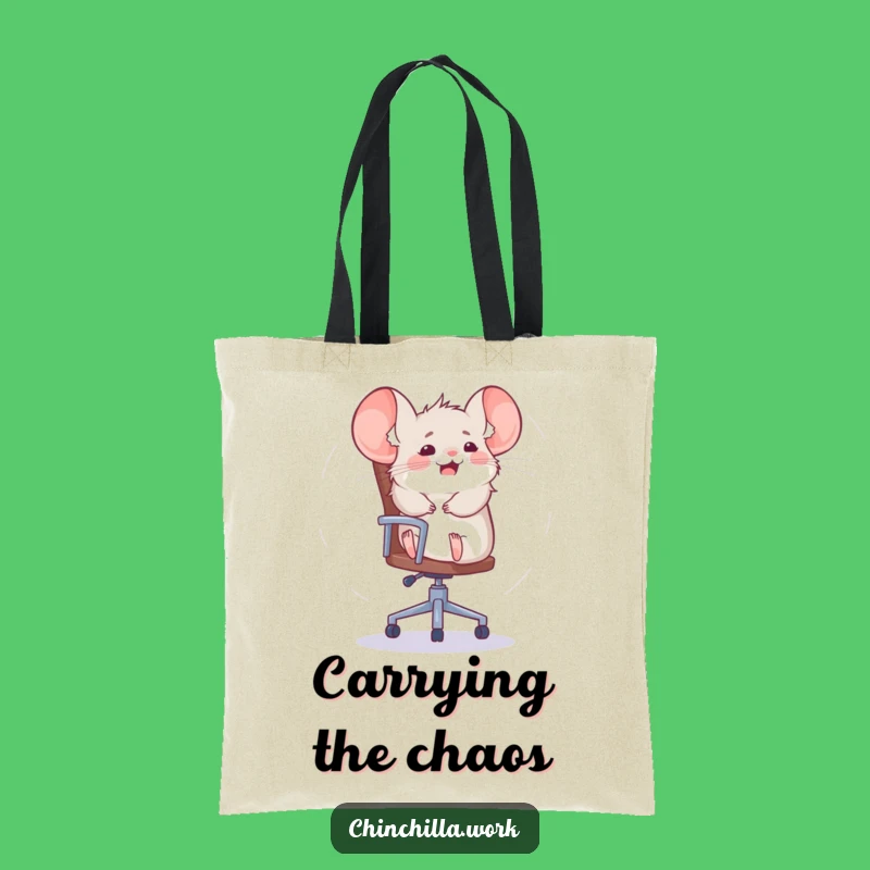 Funny Chinchilla Tote Bag: Carry Your Laughs with This Office Chair Daredevil