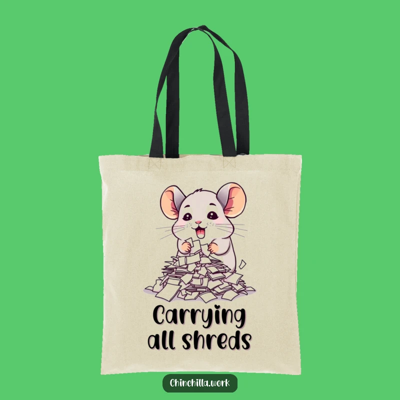 Funny Chinchilla Tote Bag Shredding Papers for Errands