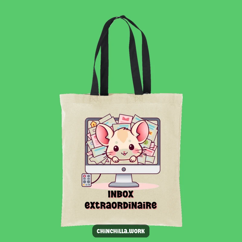 Funny Chinchilla Tote Bag: Office Inbox Chaos, Perfect Cute Funny Gift